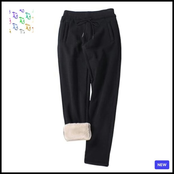 Sherpa Lined Fleece Jogger Pants Winter Warm Active Running Sweatpants - Picture 2 of 8